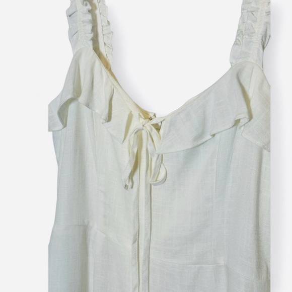 Lulus Ivory Ruffle Linen Mini Dress Small Bridal Shower Coquette - Picture 6 of 15